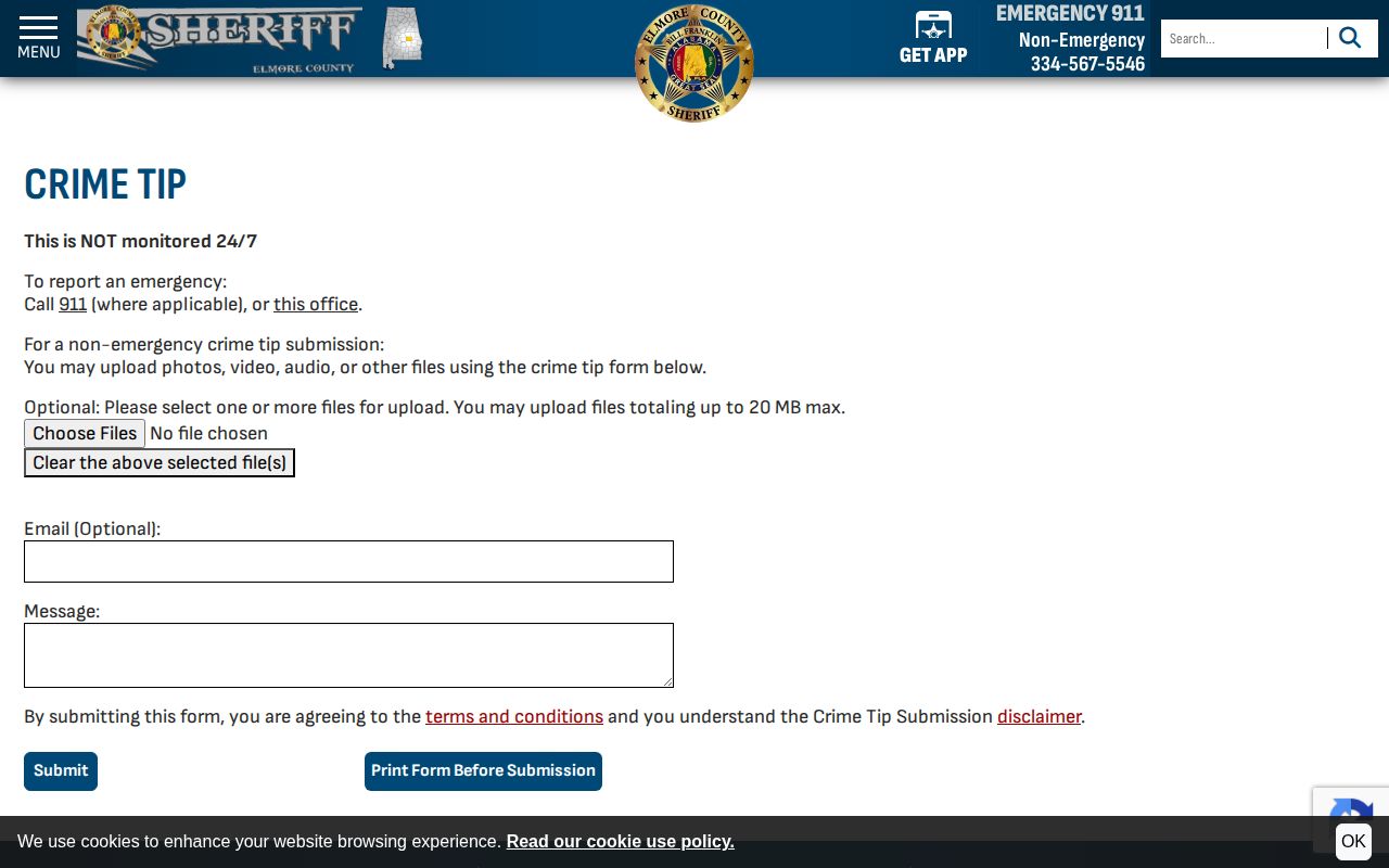 Elmore County Sheriff official crime tip form