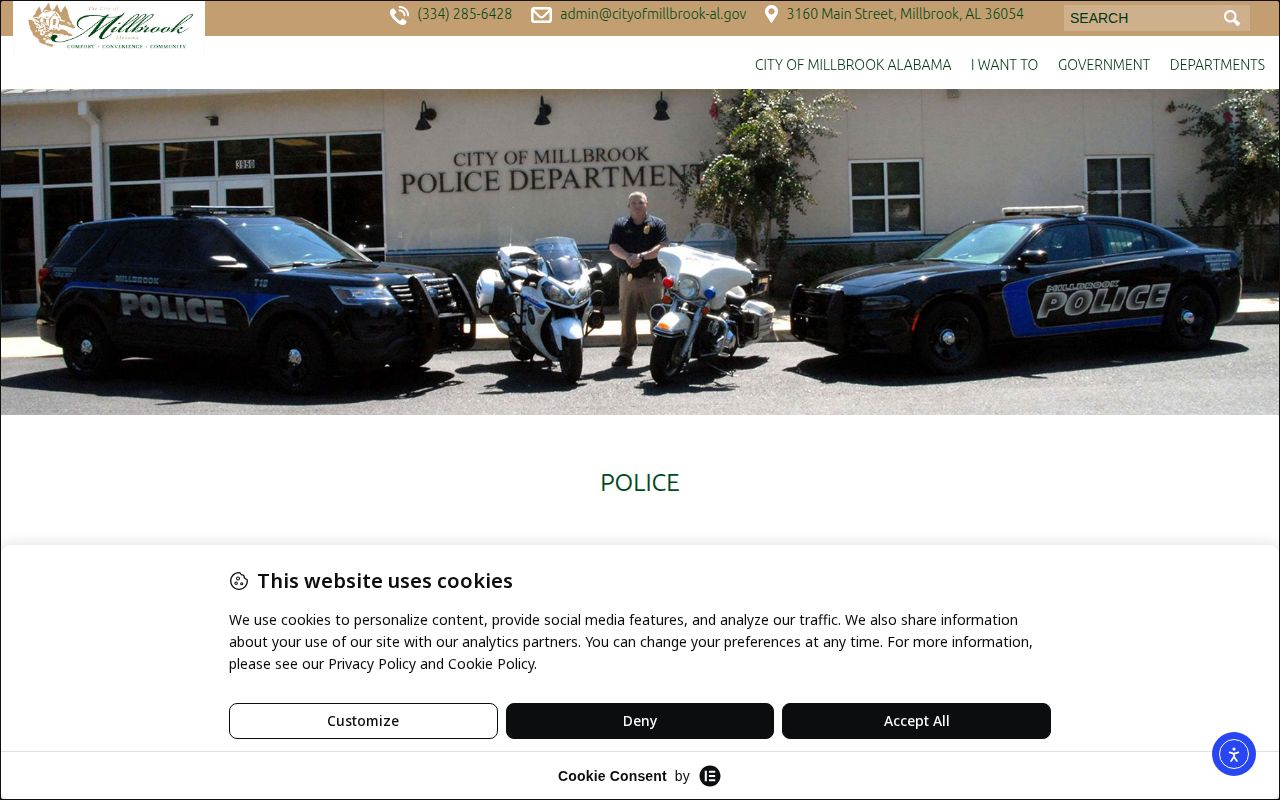 Official Millbrook Police Department web page